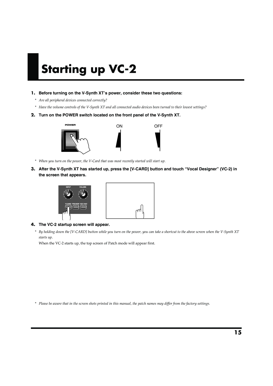 Roland owner manual Starting up VC-2, Fig.Q-02.e 