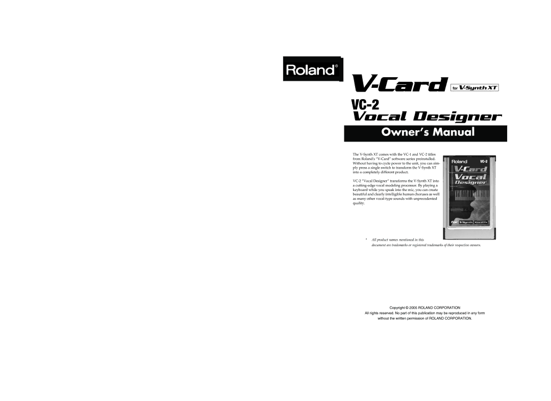 Roland VC-2 owner manual 