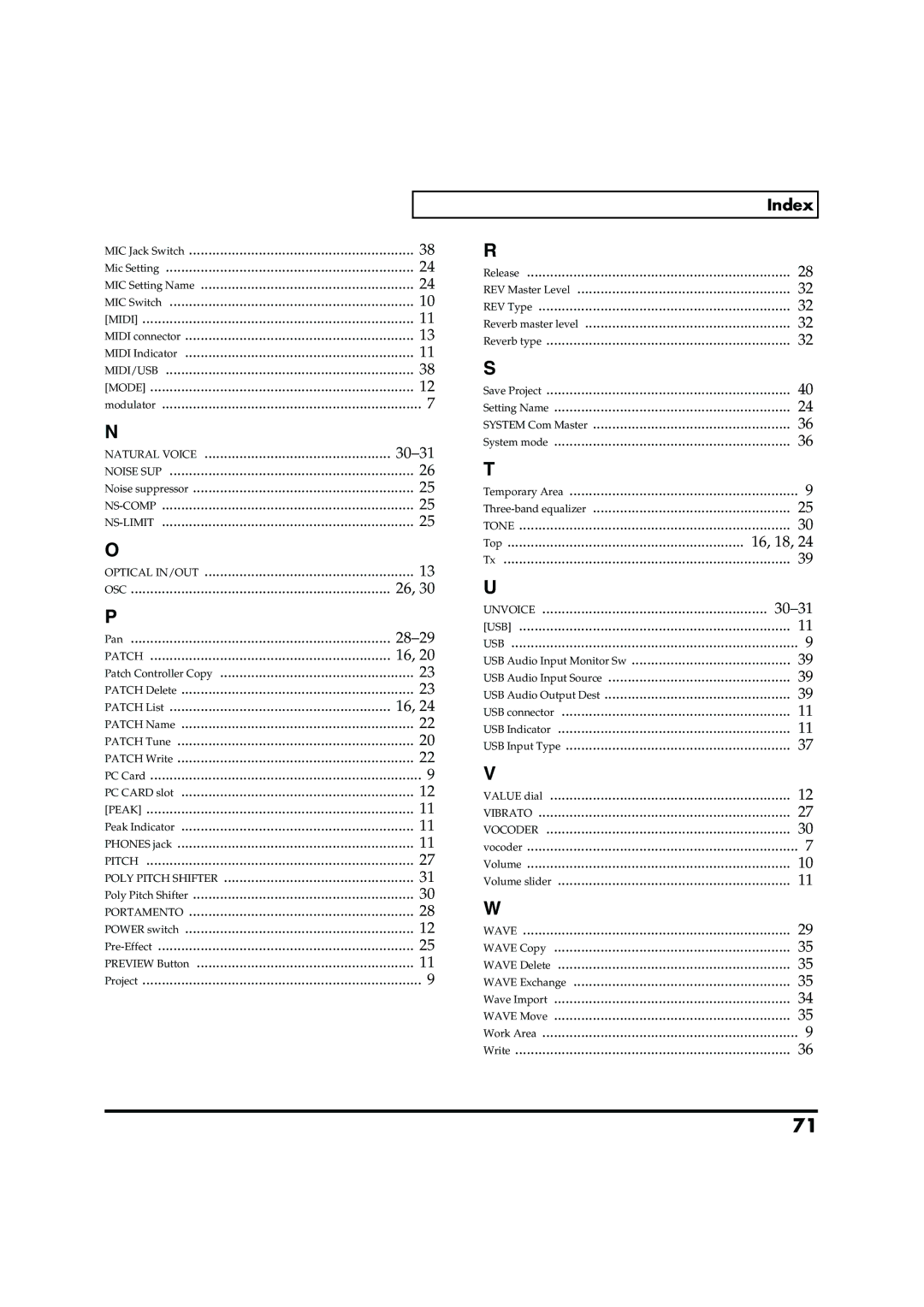 Roland VC-2 owner manual REV Type, Reverb type Save Project, System mode Temporary Area, Volume, Wave Delete, Wave Move 