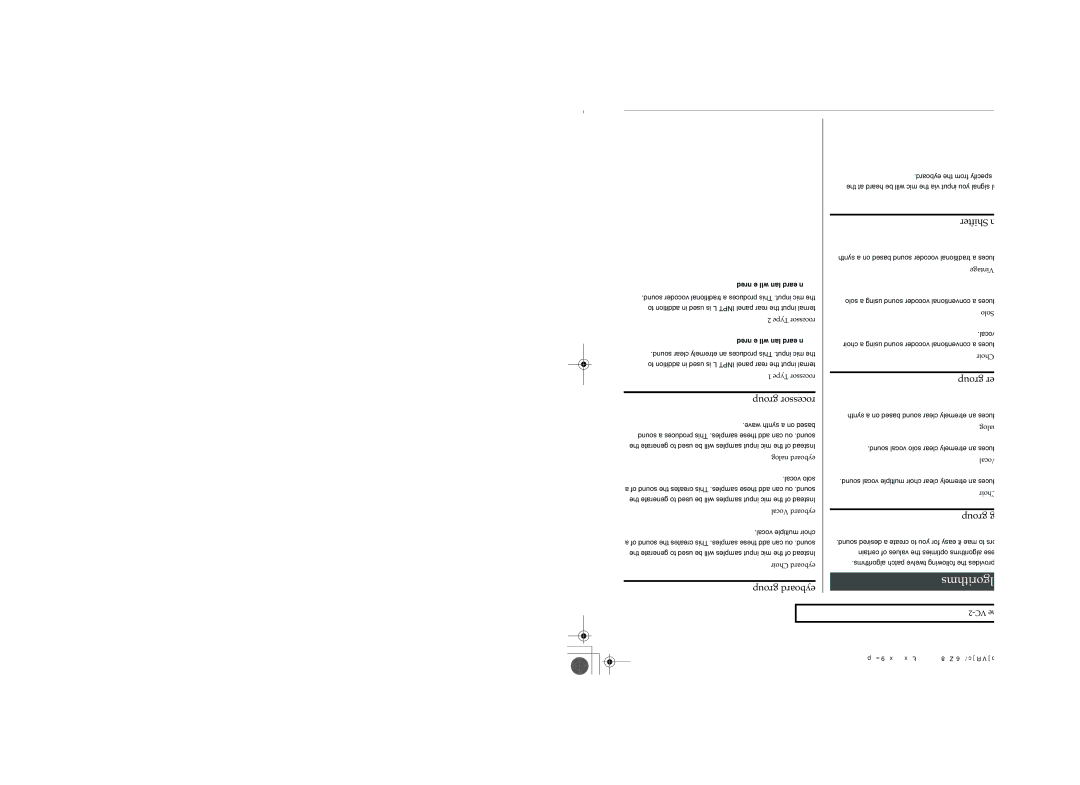 Roland VC-2 owner manual Patch Algorithms 