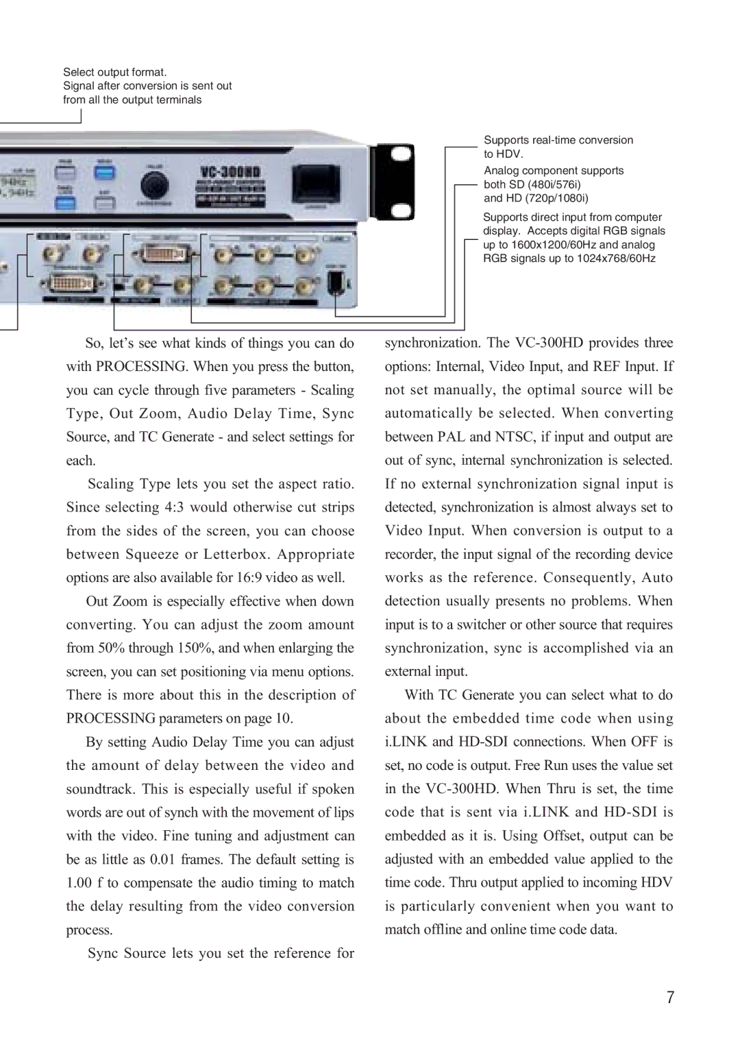 Roland VC-300HD manual HD 720p/1080i 