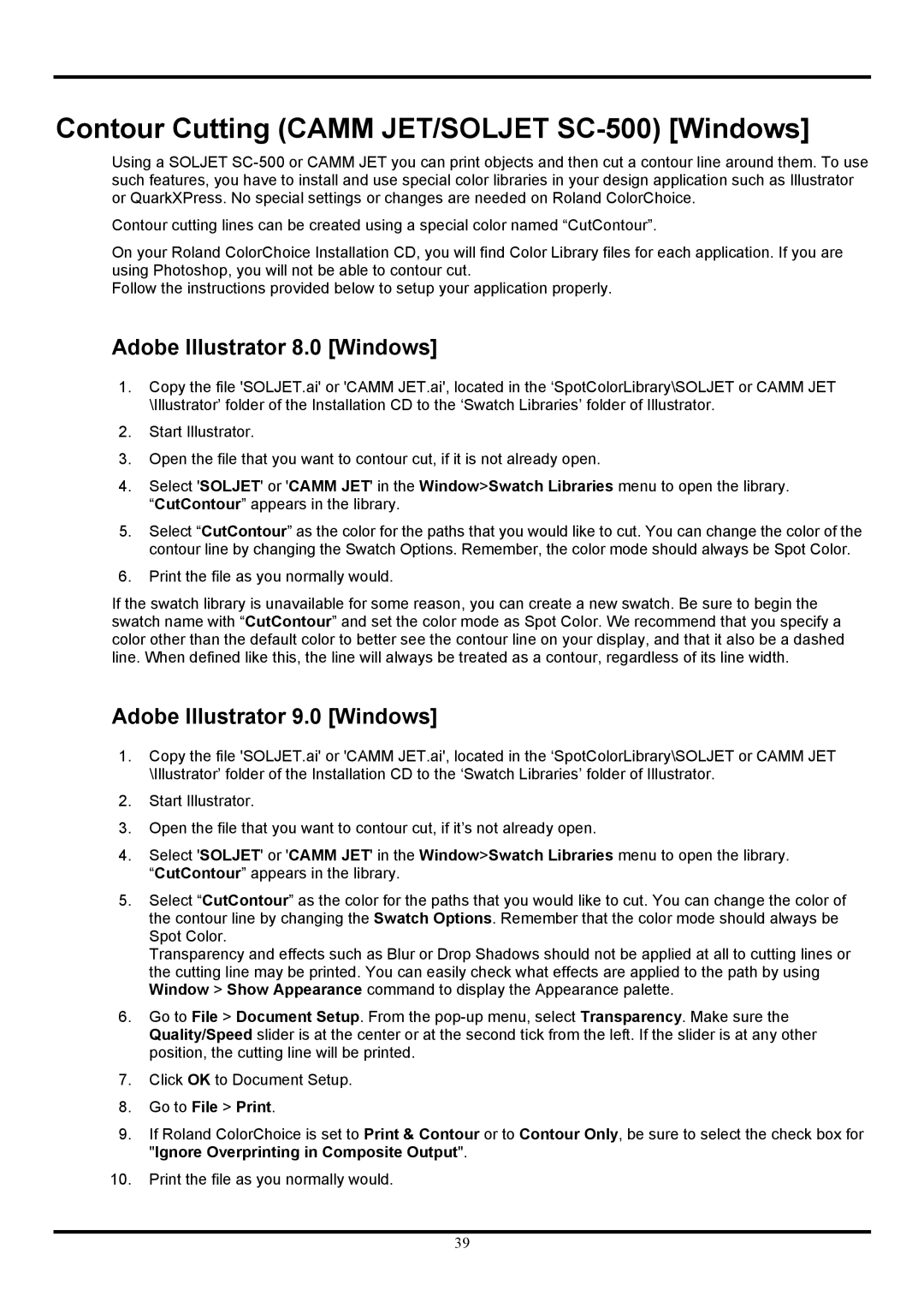 Roland Ver. 4.5 user manual Contour Cutting Camm JET/SOLJET SC-500 Windows, Go to File Print 