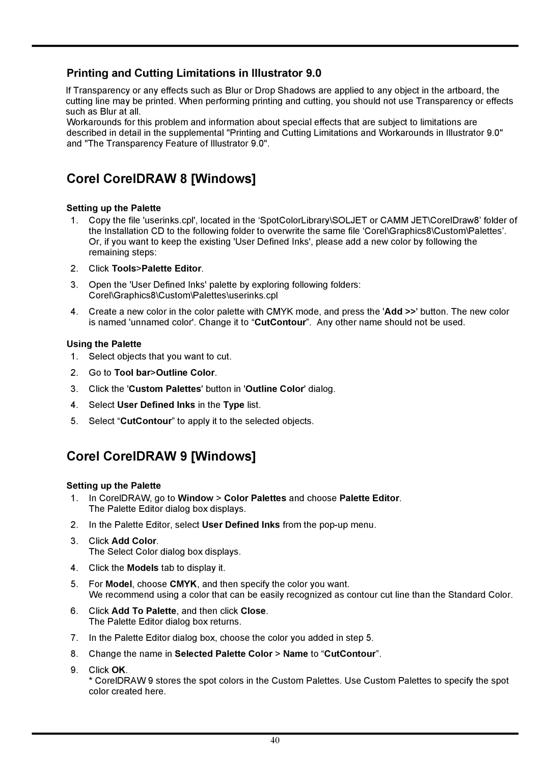 Roland Ver. 4.5 user manual Printing and Cutting Limitations in Illustrator 