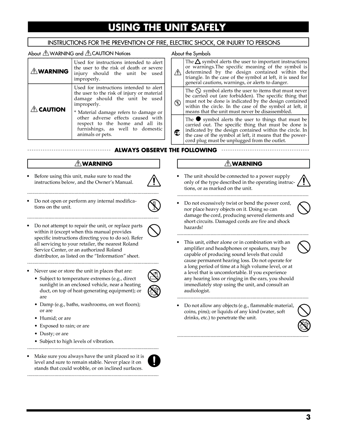 Roland VGA-3 owner manual 