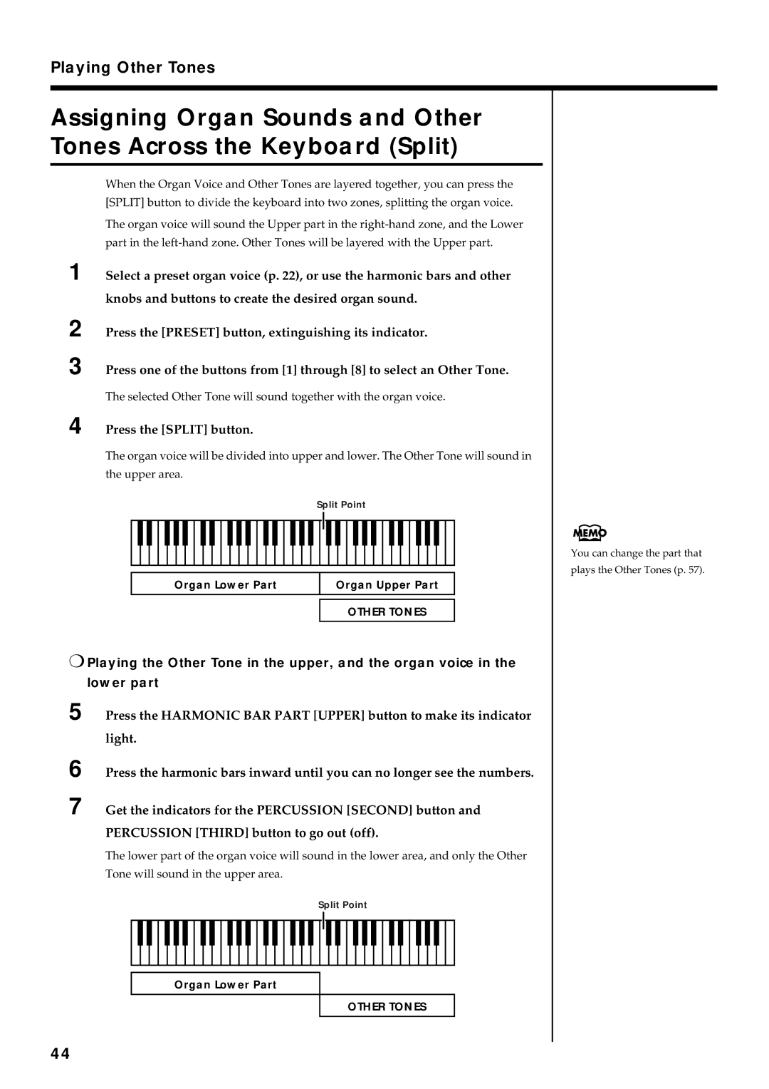 Roland VK-8 owner manual Playing Other Tones 