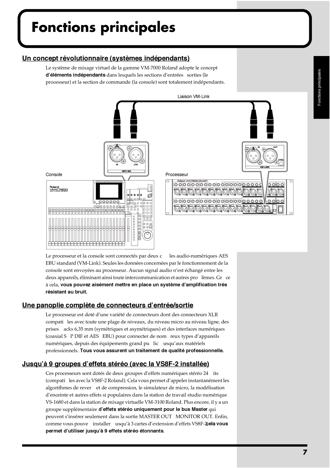 Roland VM-7100 Un concept révolutionnaire systèmes indépendants, Une panoplie complète de connecteurs d’entrée/sortie 