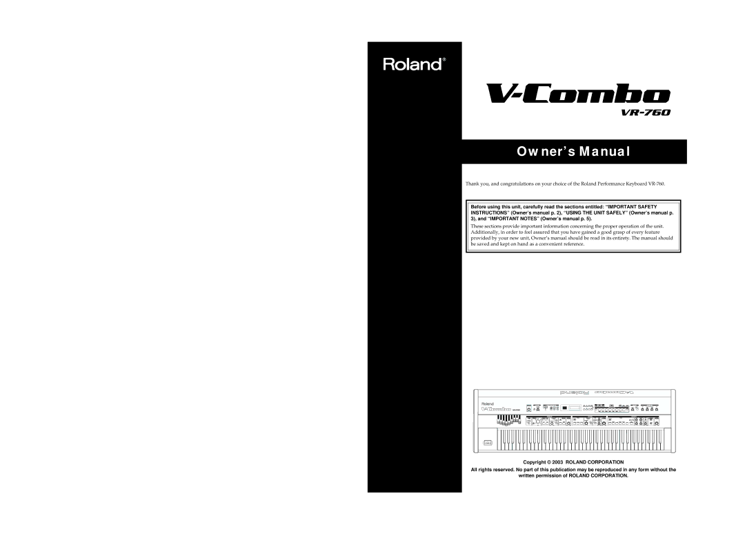 Roland VR-760 owner manual 