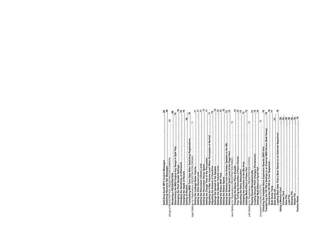 Roland Midi Settings that Act on the VR-760 Globally System Midi, Settings of Registration Registration Common 