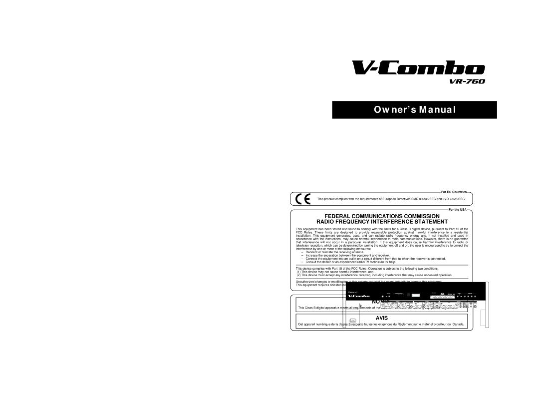 Roland VR-760 owner manual Important Safety Instructions 