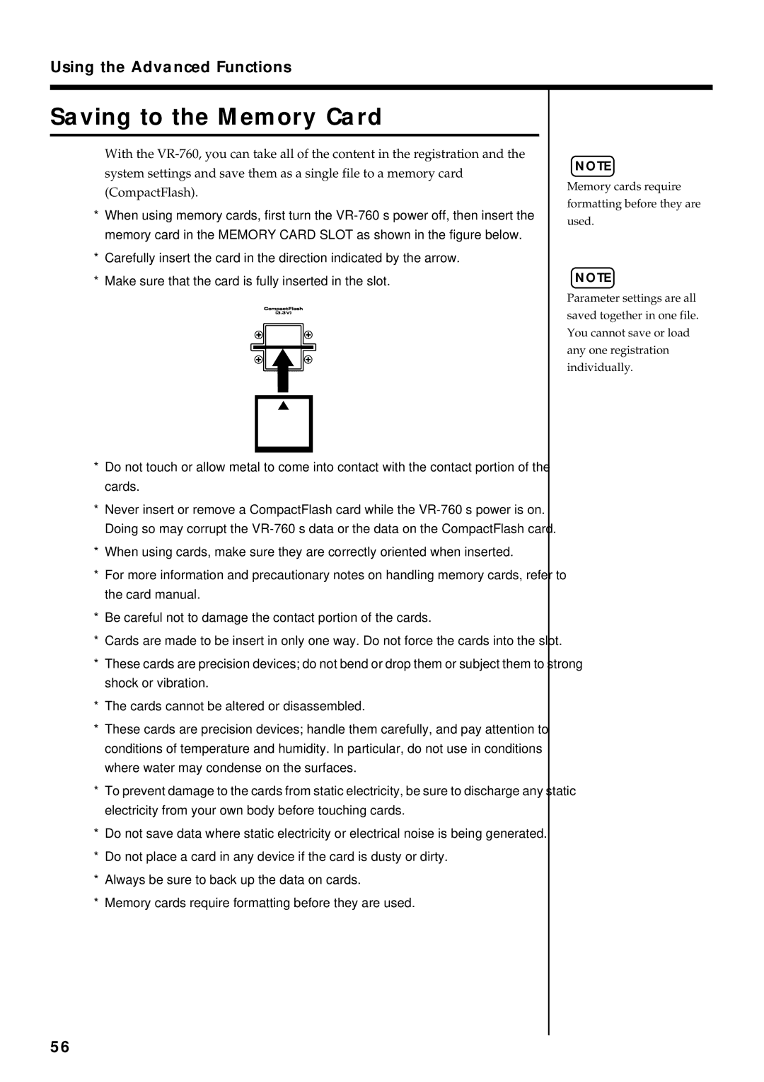 Roland VR-760 owner manual Saving to the Memory Card 