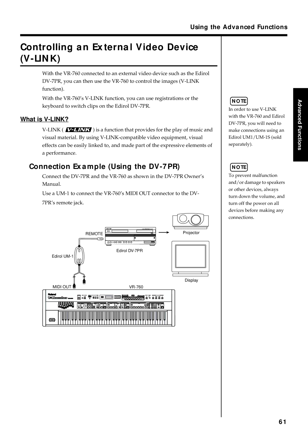 Roland VR-760 Controlling an External Video Device V-LINK, Connection Example Using the DV-7PR, What is V-LINK? 