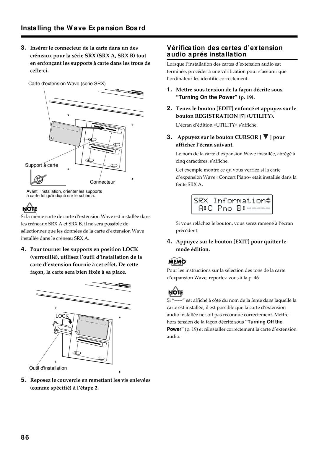 Roland VR-760 owner manual Vérification des cartes d’extension audio aprés installation, Turning On the Power p 