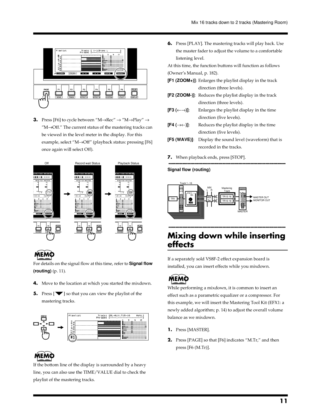 Roland VS-1680 owner manual Mixing down while inserting effects 