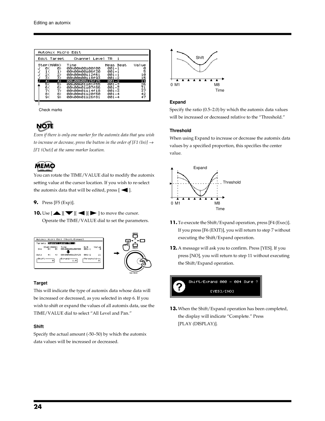 Roland VS-1680 owner manual Expand, Shift, Threshold 