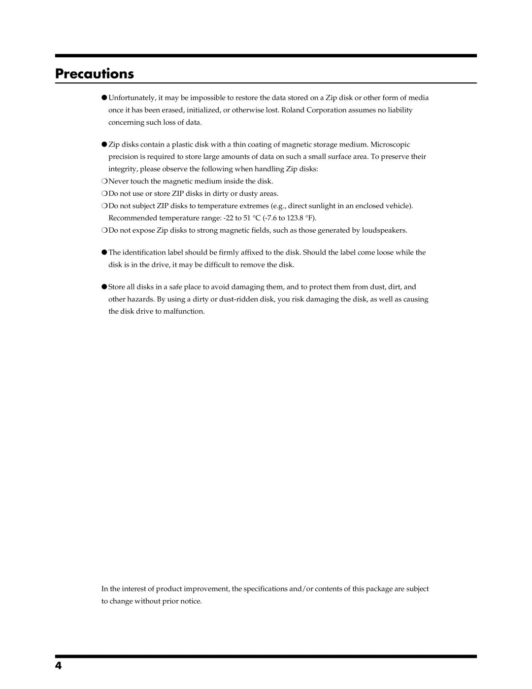 Roland VS-1680 owner manual Precautions 