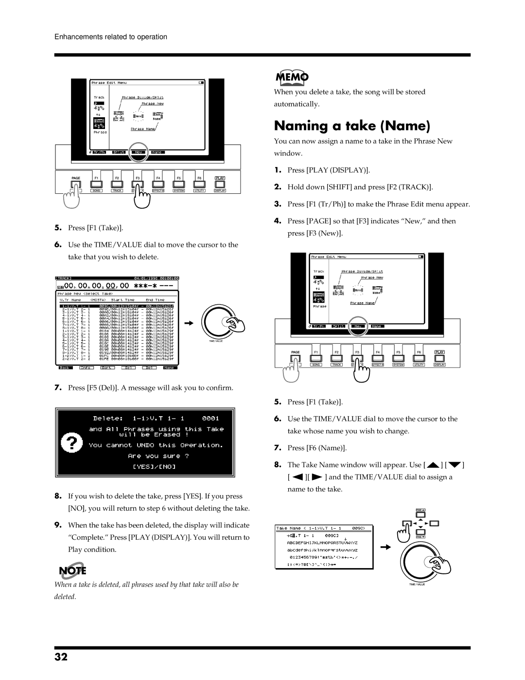 Roland VS-1680 owner manual Naming a take Name, 1090 