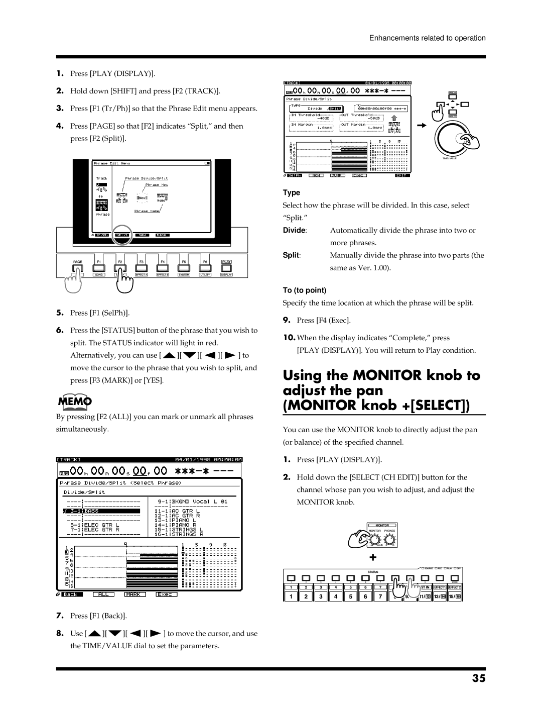 Roland VS-1680 owner manual Divide Split To to point 