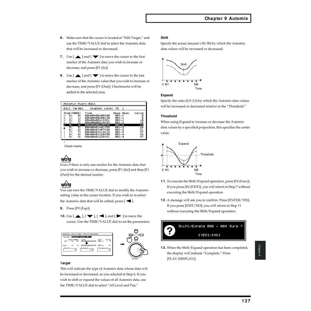 Roland VS-1824 owner manual 137, Shift, Expand, Threshold 