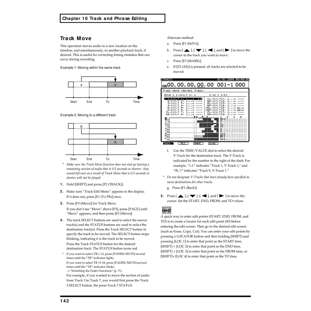 Roland VS-1824 owner manual Track Move, 142 