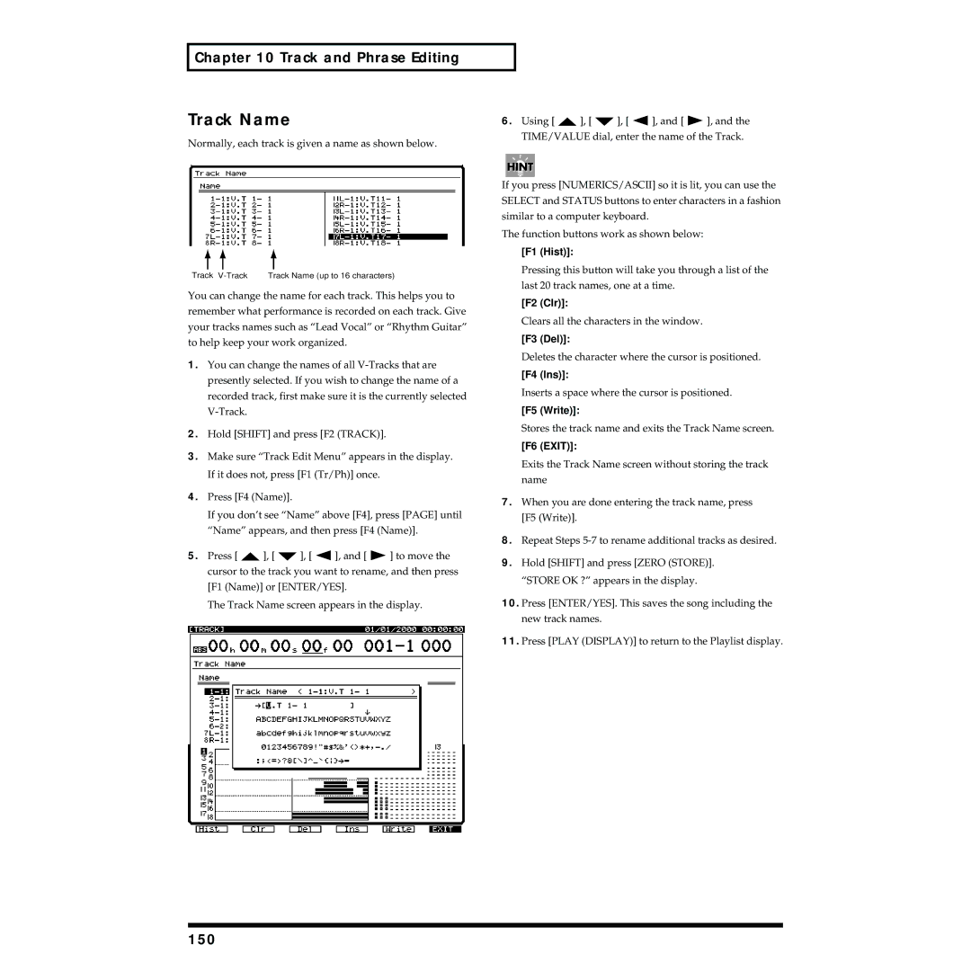 Roland VS-1824 owner manual Track Name, 150 