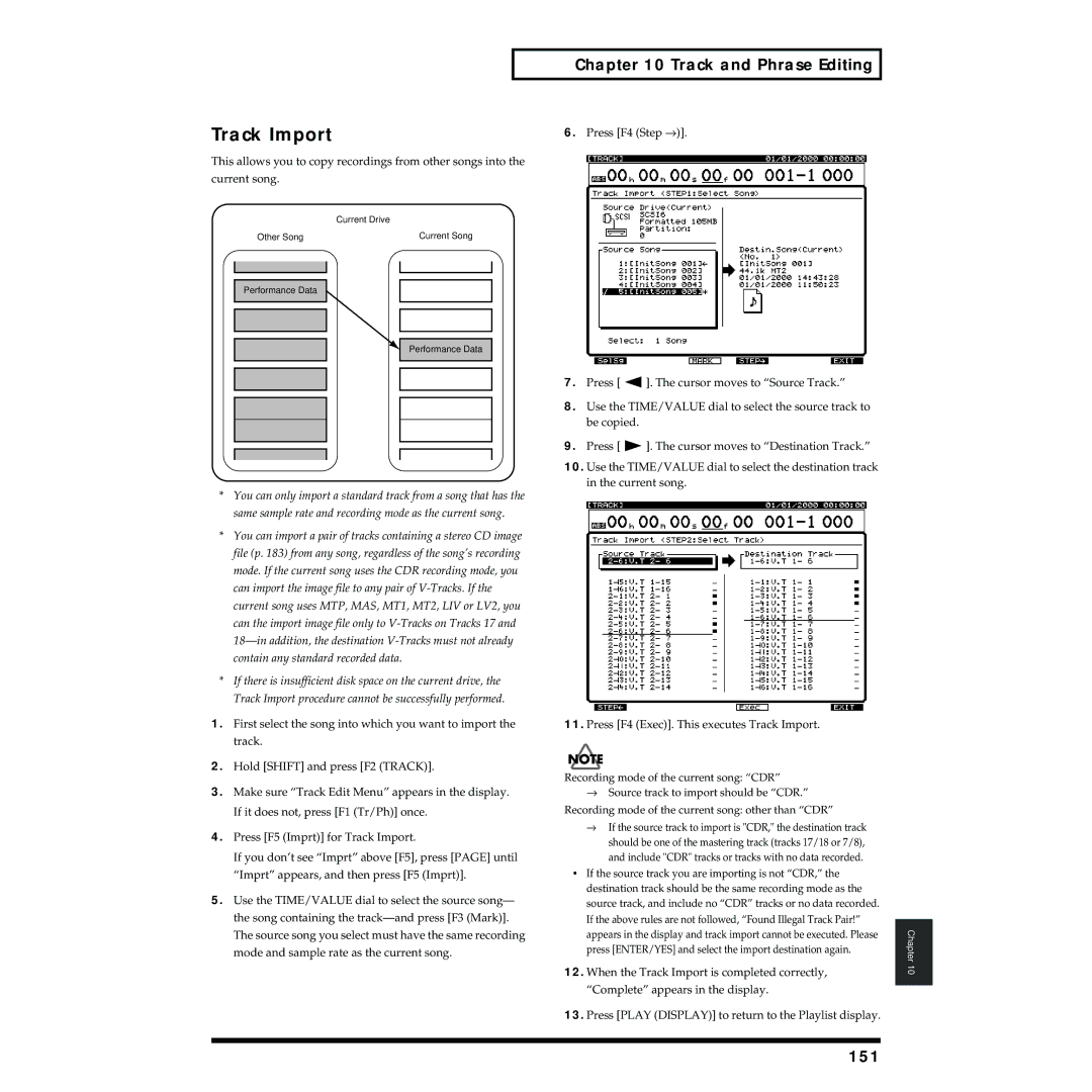 Roland VS-1824 owner manual Track Import, 151 