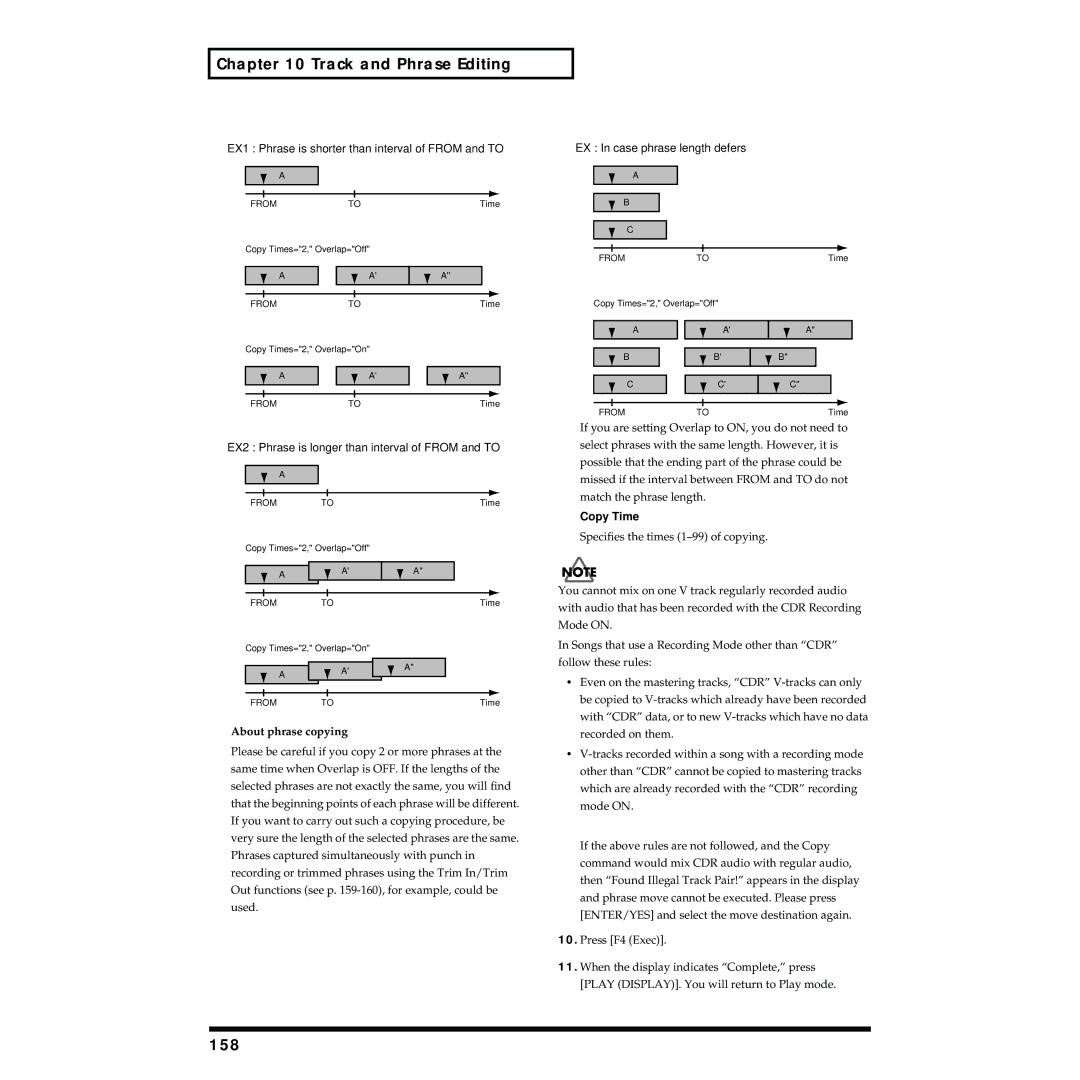 Roland VS-1824 owner manual 158, Copy Time 