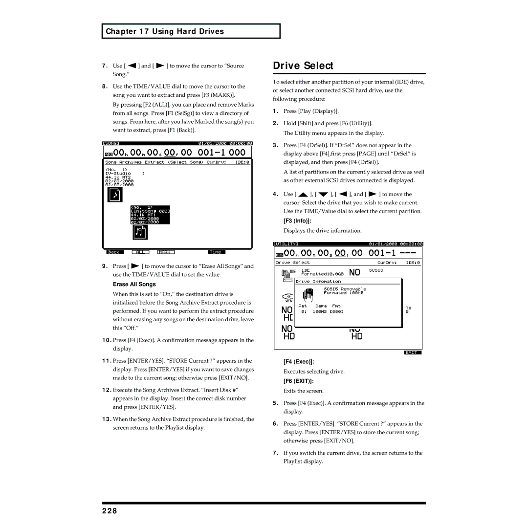 Roland VS-1824 owner manual Drive Select, 228 