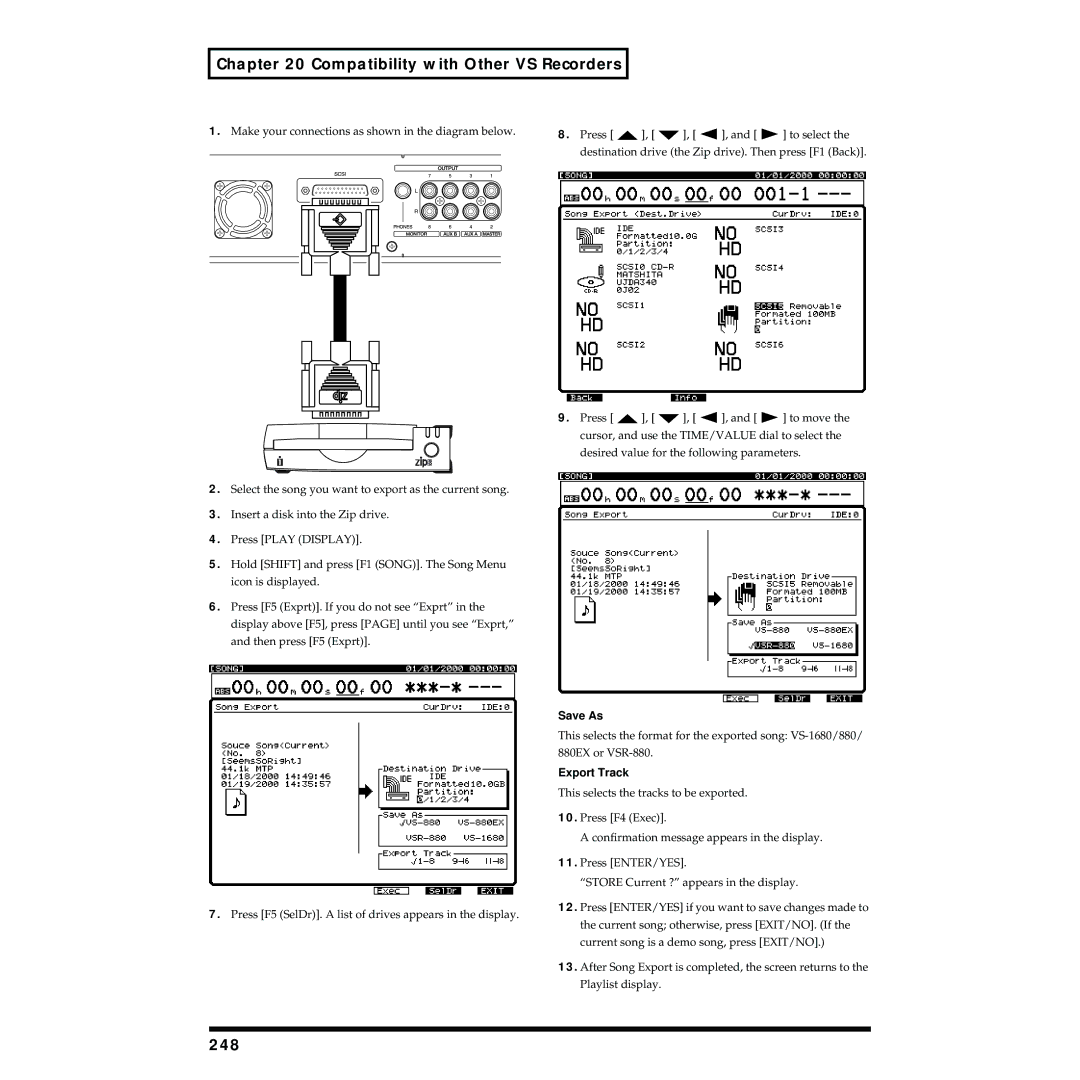 Roland VS-1824 owner manual 248, Save As, Export Track 