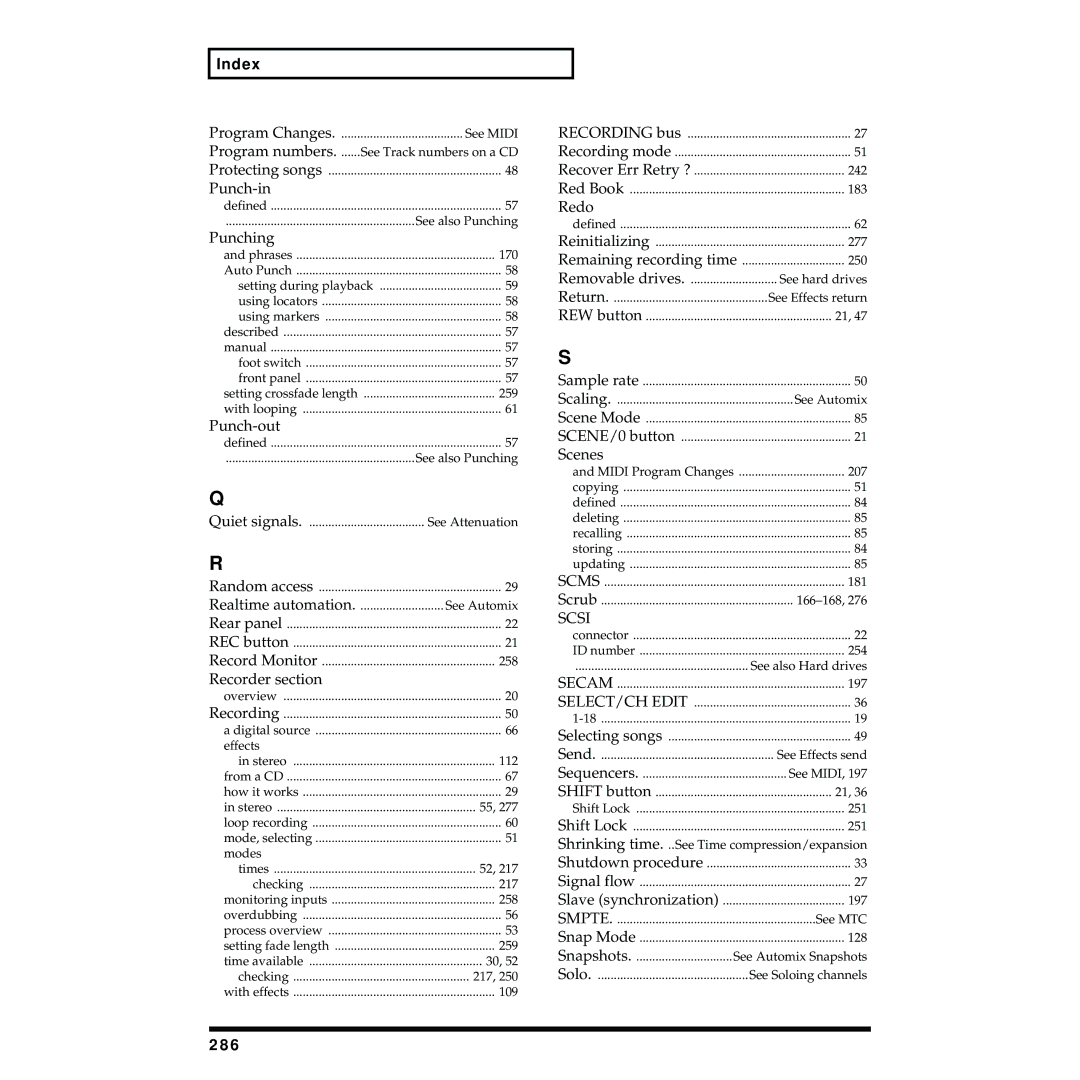 Roland VS-1824 owner manual Punching, 286 