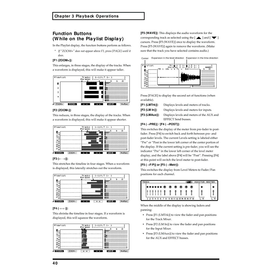 Roland VS-1824 owner manual Function Buttons While on the Playlist Display 