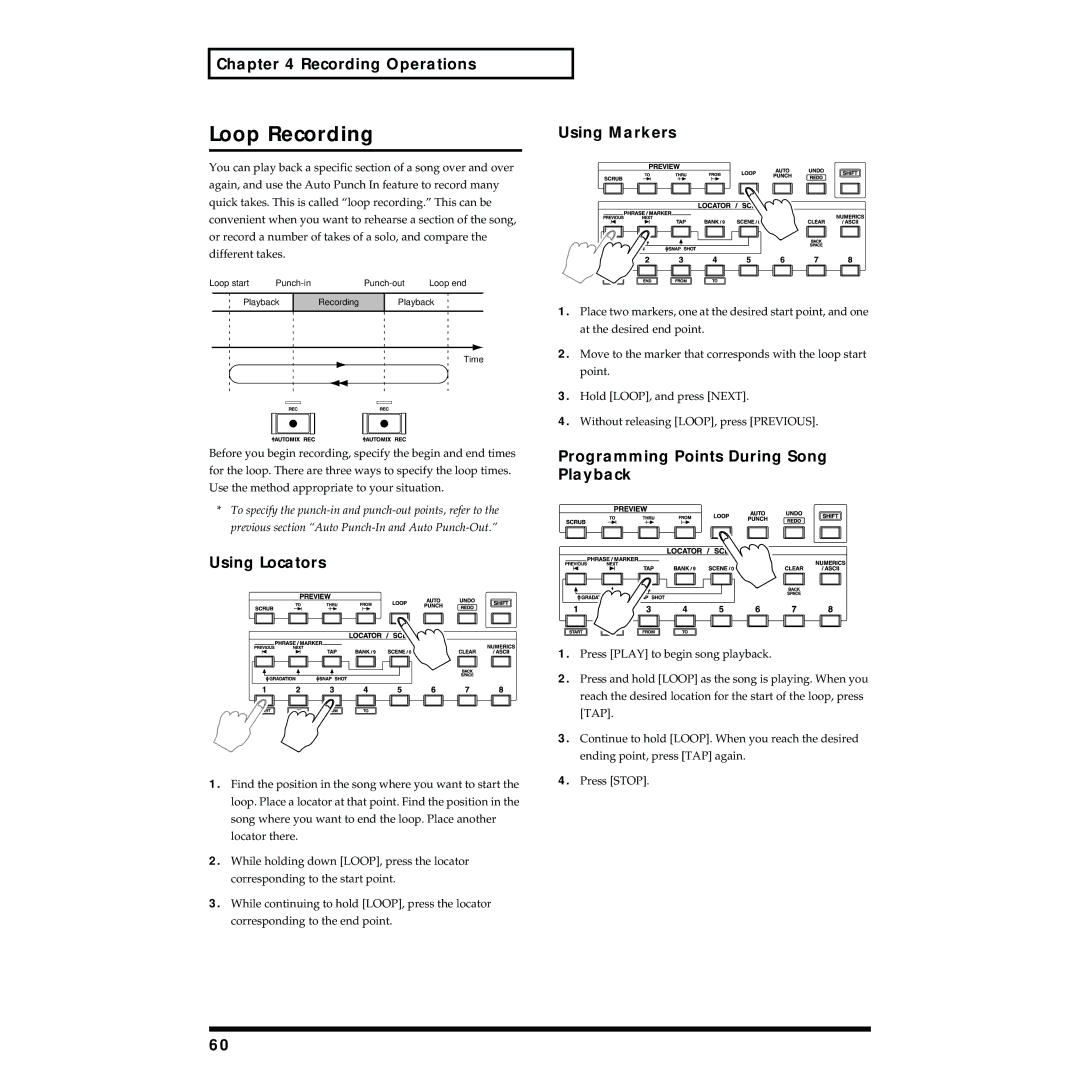 Roland VS-1824 owner manual Loop Recording 