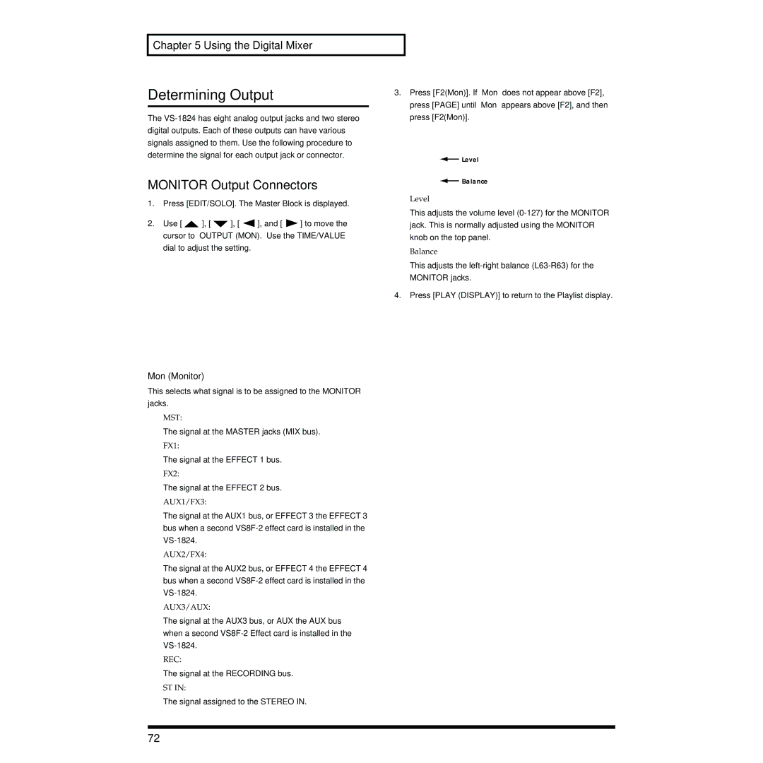 Roland VS-1824 owner manual Determining Output, Monitor Output Connectors, Mon Monitor 