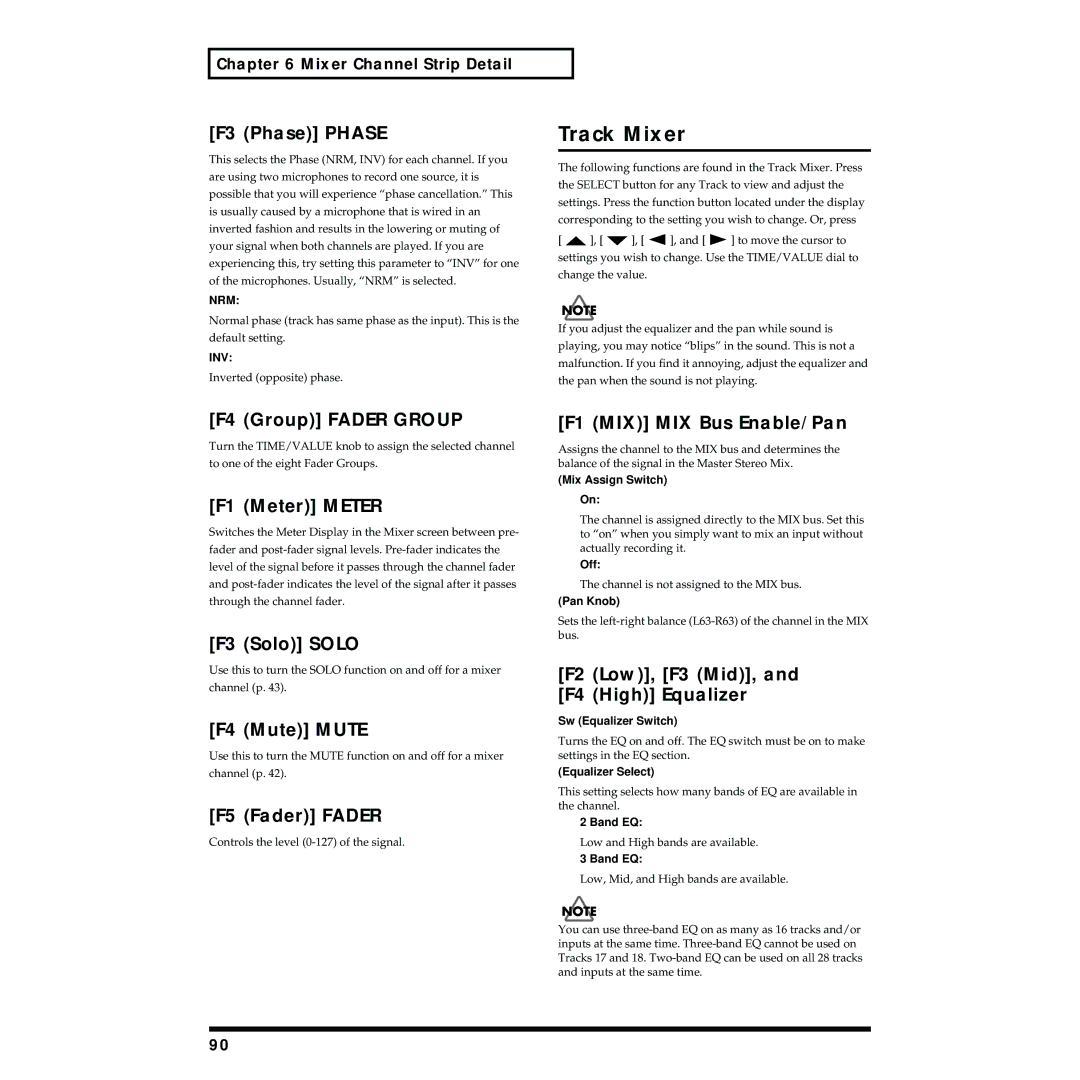 Roland VS-1824 owner manual Track Mixer 