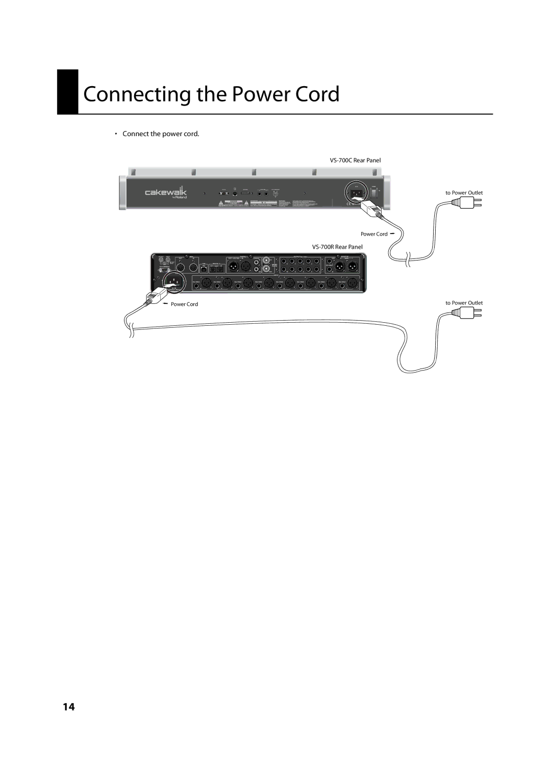 Roland VS-700R owner manual Connecting the Power Cord 