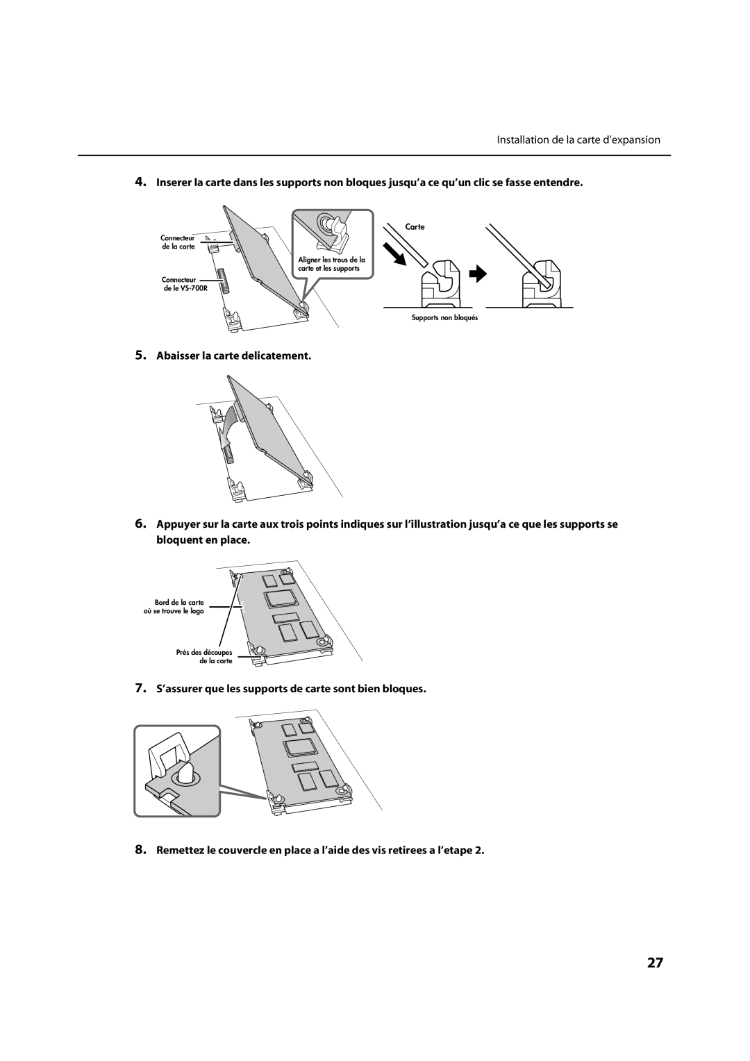 Roland VS-700R owner manual Carte 