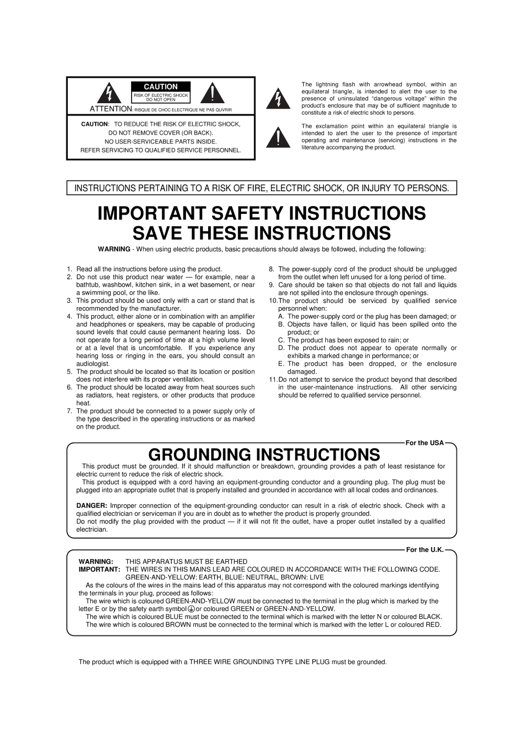 Roland Vs-880 important safety instructions Important Safety Instructions 