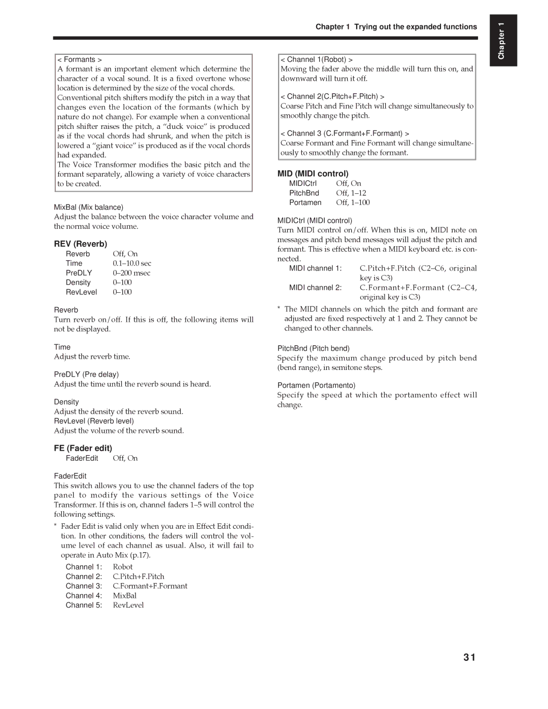 Roland Vs-880 important safety instructions MID Midi control, FE Fader edit 