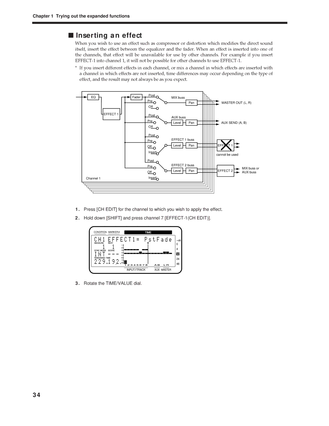 Roland Vs-880 important safety instructions Inserting an effect 