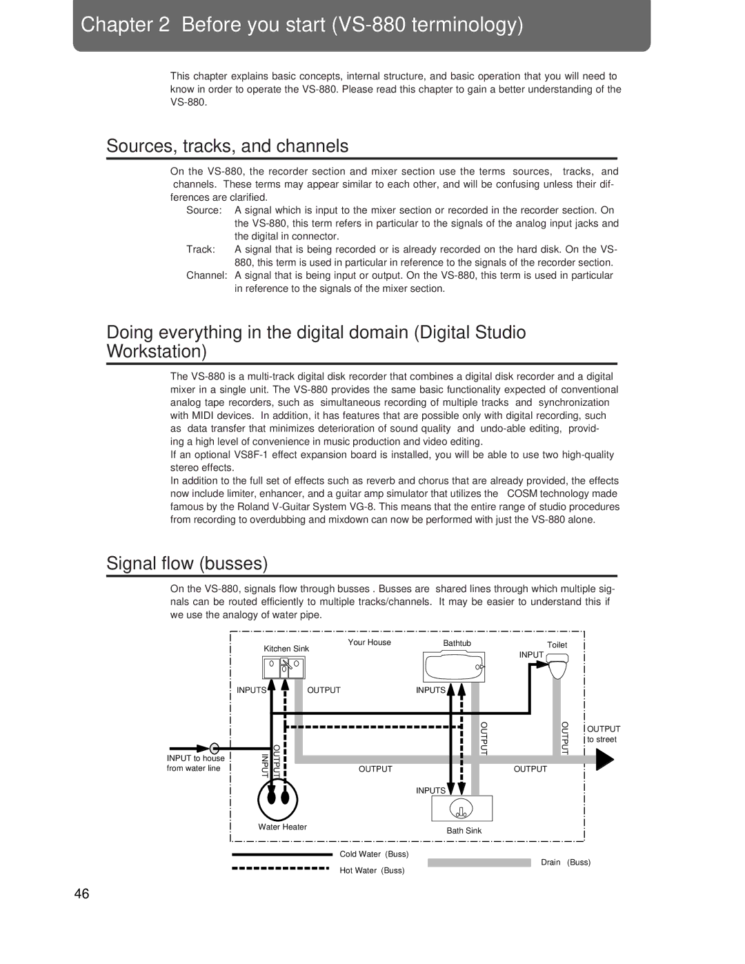 Roland Vs-880 Before you start VS-880 terminology, Sources, tracks, and channels, Signal flow busses 