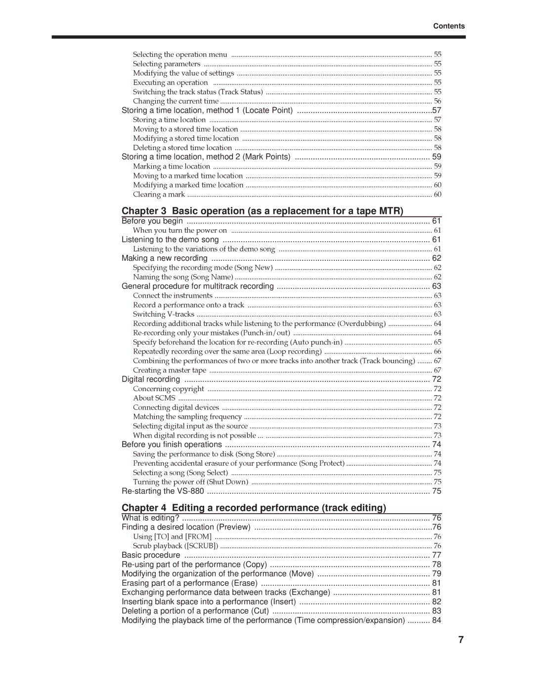 Roland Vs-880 important safety instructions Basic operation as a replacement for a tape MTR 