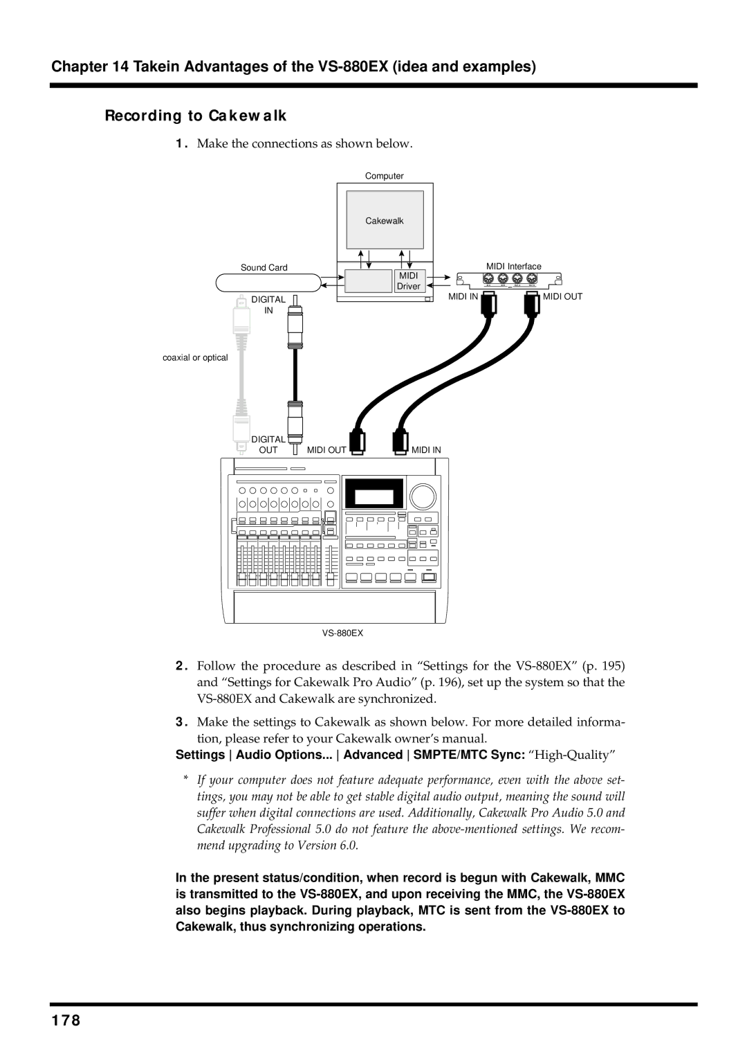 Roland VS-880EX owner manual 178, Make the connections as shown below 