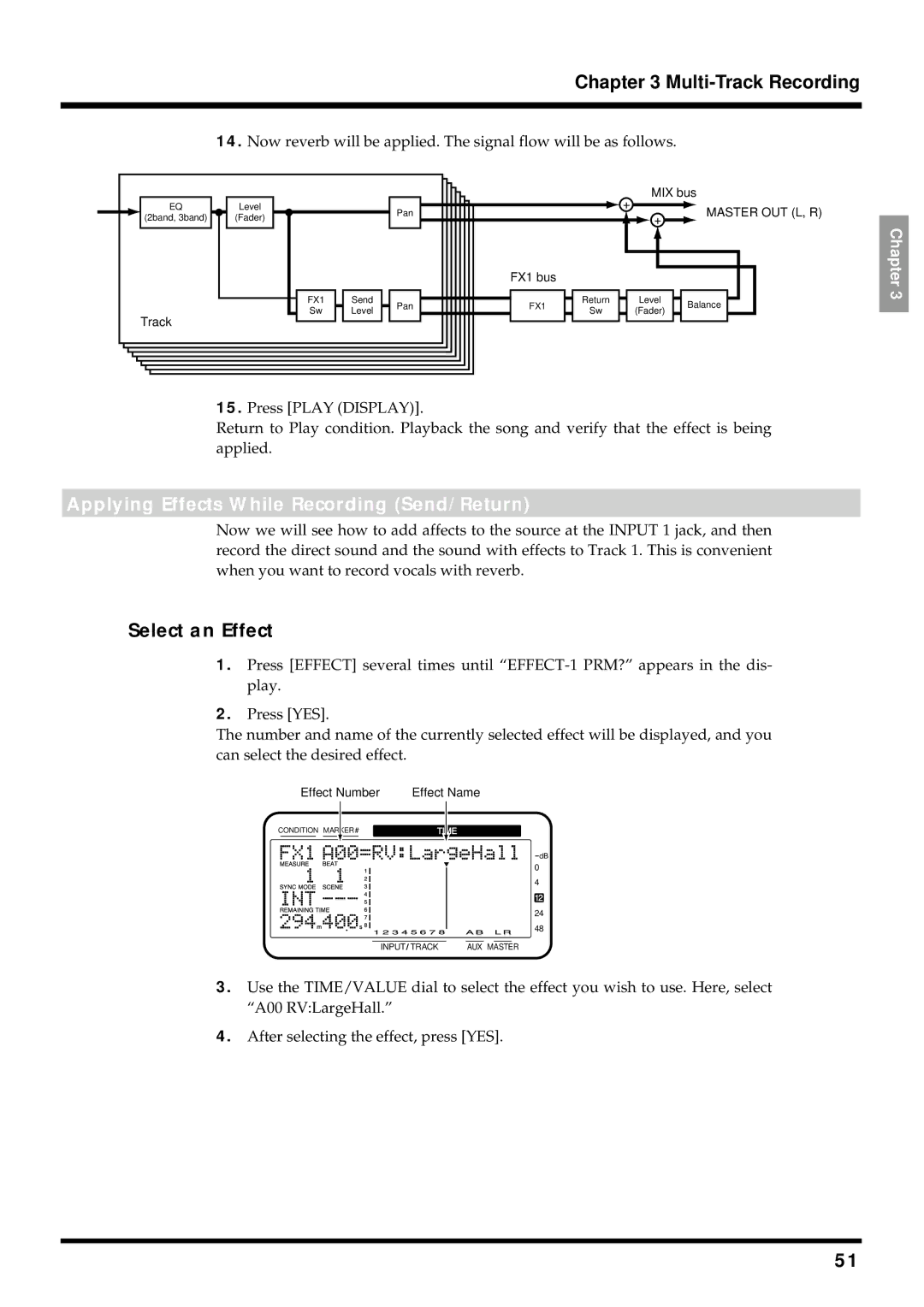 Roland VS-880EX owner manual Applying Effects While Recording Send/Return 