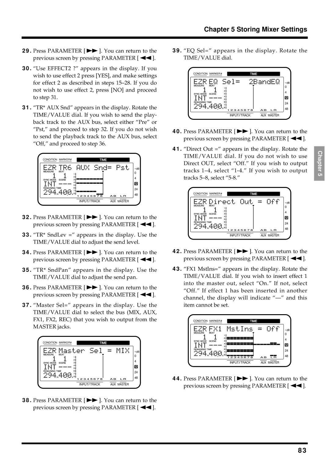 Roland VS-880EX owner manual Storing Mixer Settings 