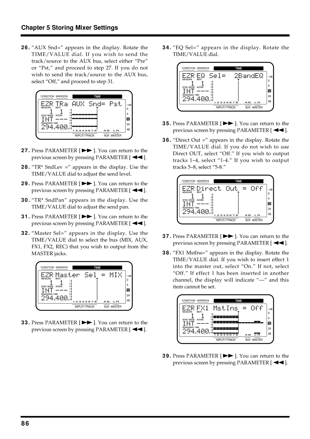 Roland VS-880EX owner manual Storing Mixer Settings 