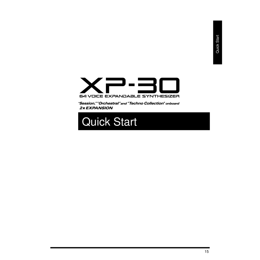 Roland XP-30 owner manual Quick Start 