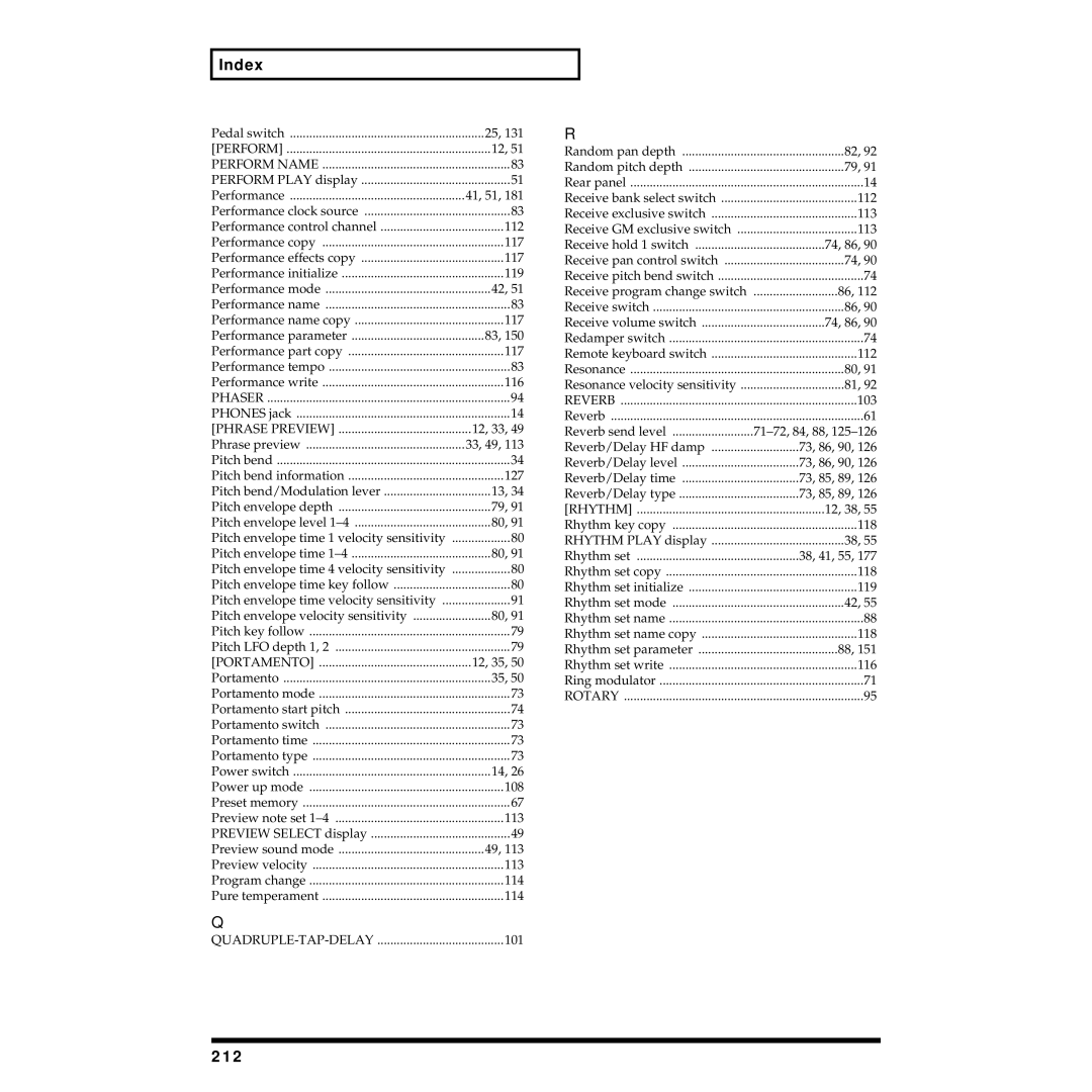 Roland XP-30 owner manual 212, Perform 