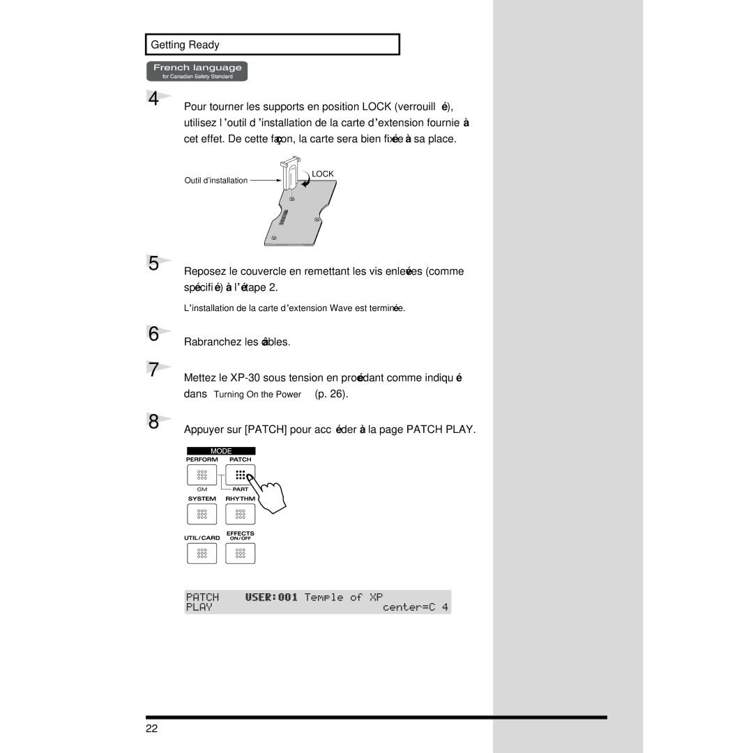 Roland XP-30 owner manual Rabranchez les câbles 