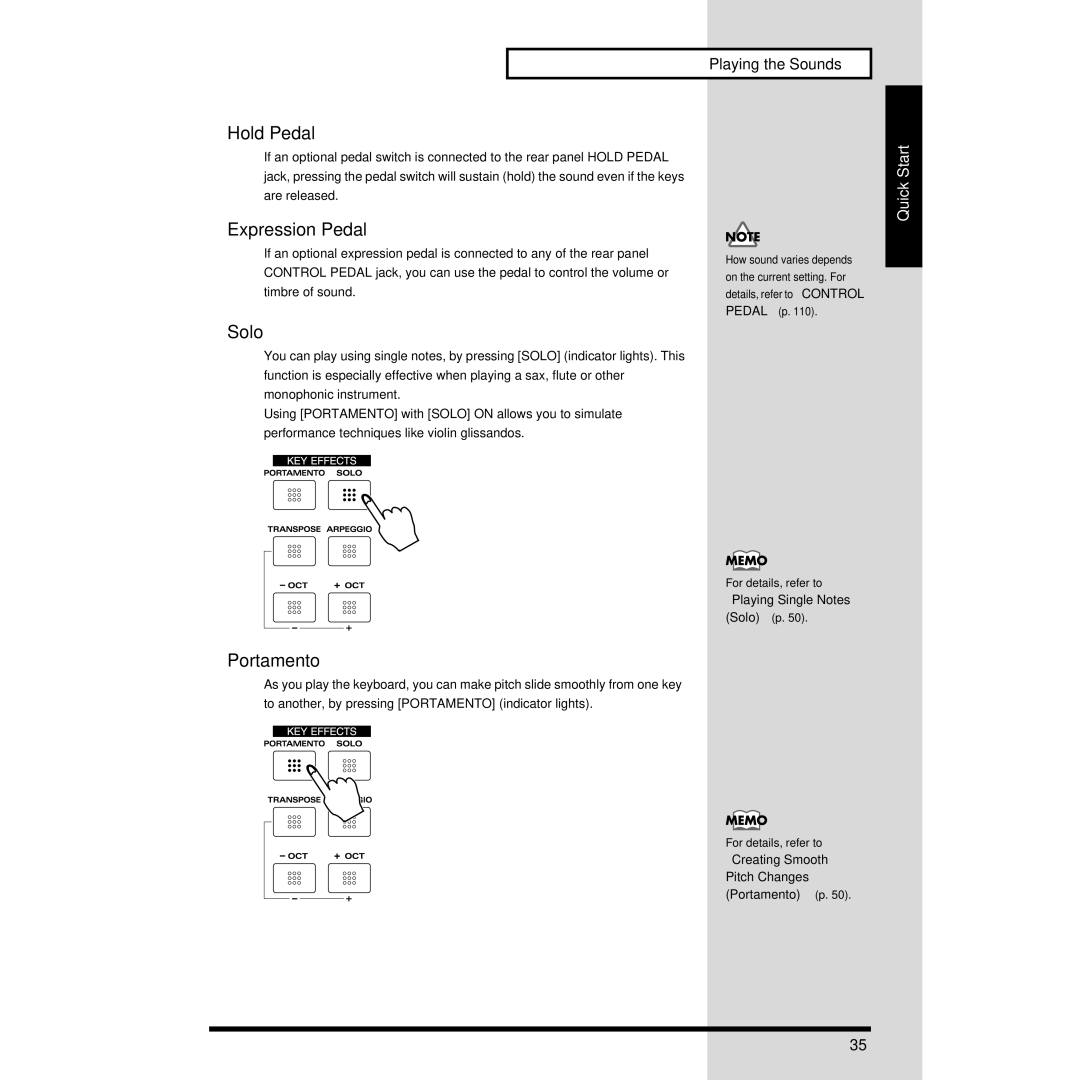 Roland XP-30 owner manual Hold Pedal 