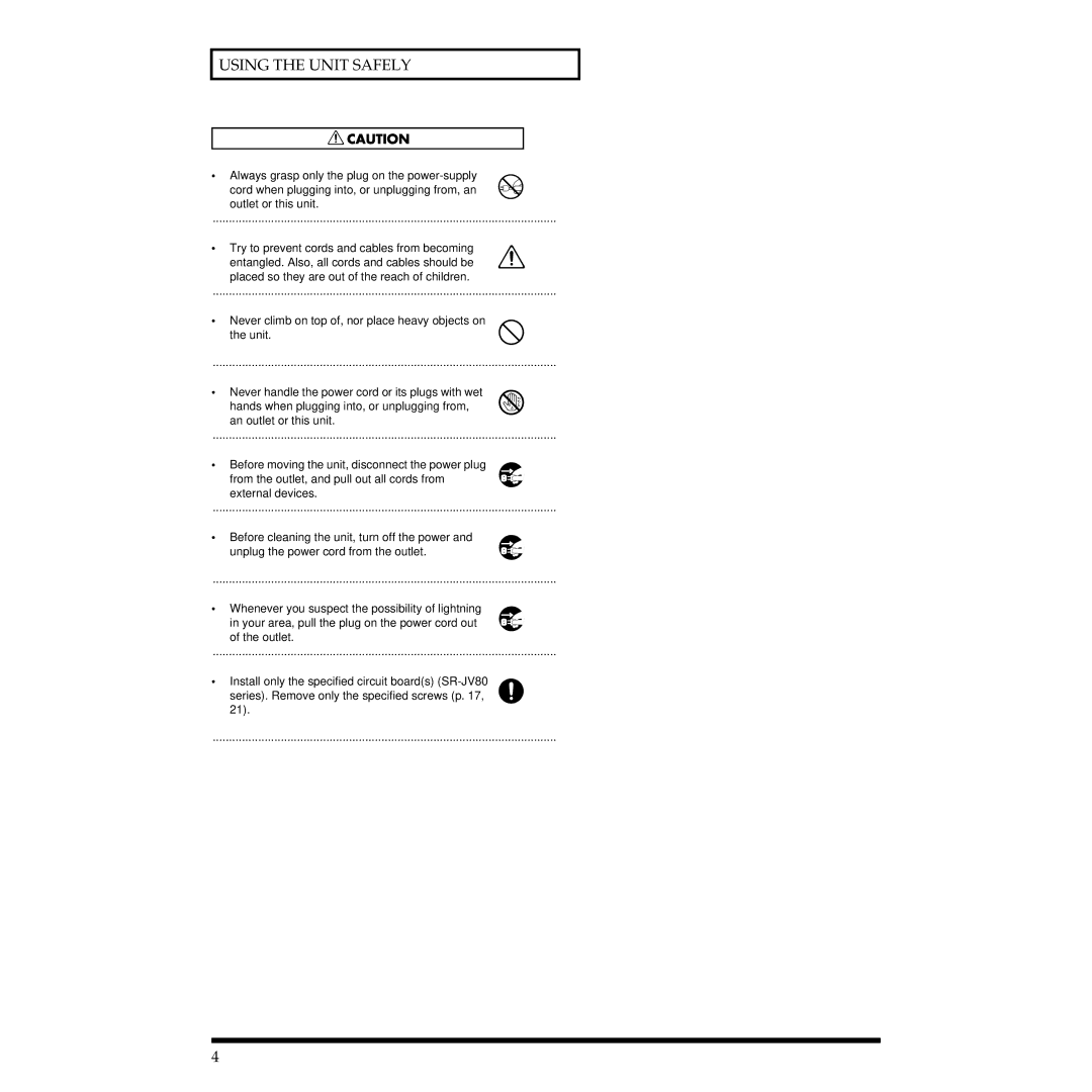 Roland XP-30 owner manual Using the Unit Safely 