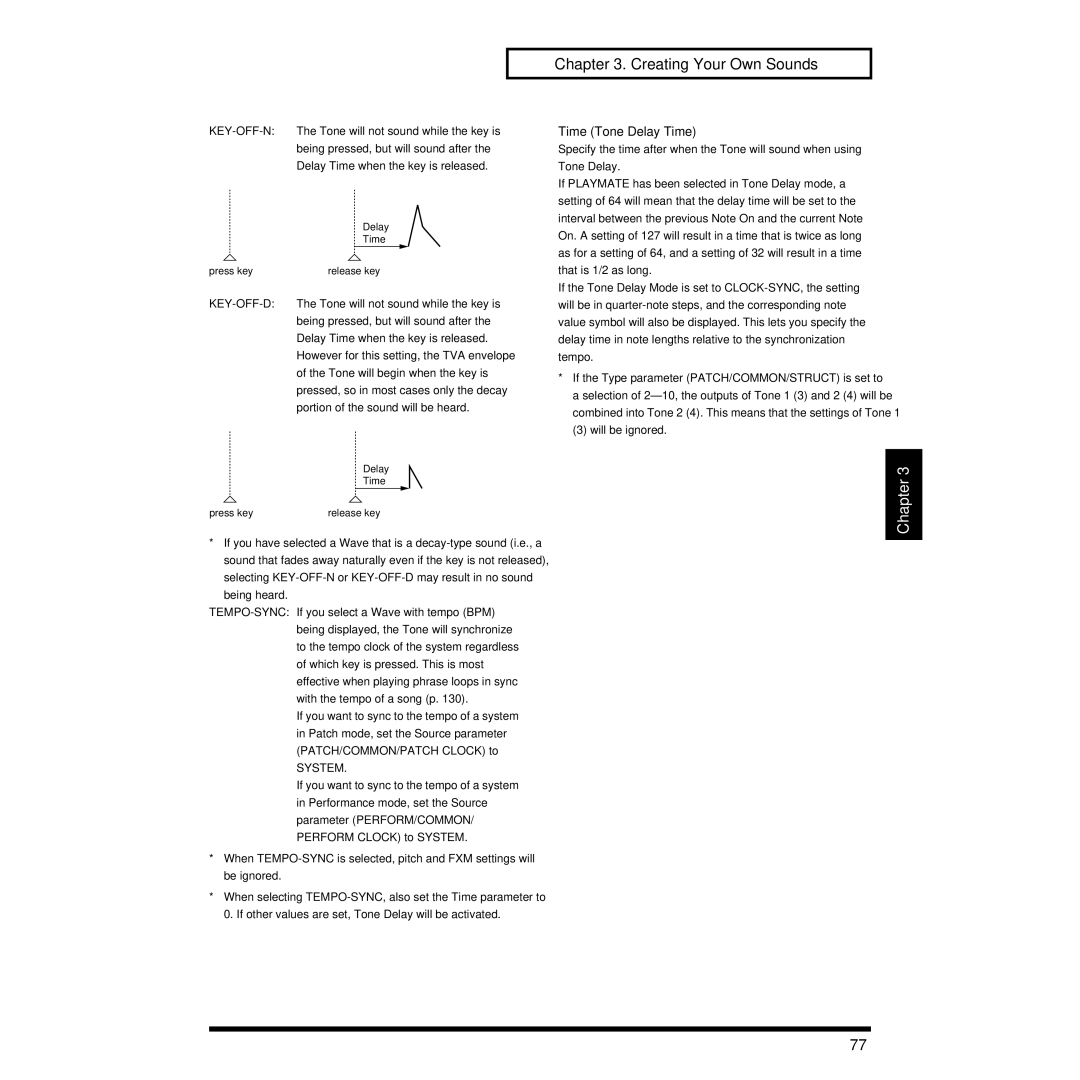 Roland XP-30 owner manual Time Tone Delay Time 